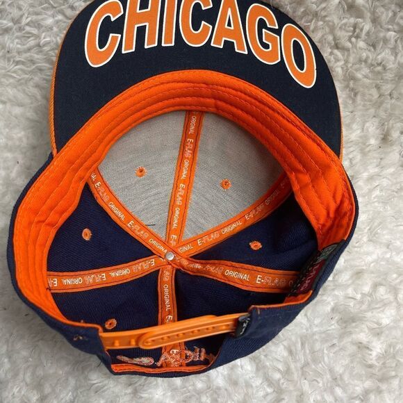 E-Flag Chicago snap back Navy Blue and orange cap adjustable back strap. - Picture 6 of 10